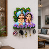 Load image into Gallery viewer, Webelkart Premium Cute Radha Krishna Key Holder for Home/Office Decor | 3D UV Printed Wooden Key Hanger Decorative Key Chain Holder (10 x 10 Inches (Multi)