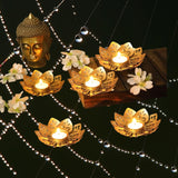Load image into Gallery viewer, Webelkart Lotus Shape Decorative Tealight Candle Holder for Diwali Decoratoin| Diya for Diwali Gifting Items (4.72" Inches Set of 2) Candle Holder for Home Decor, Dinner Candle Holder