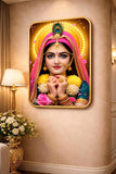 गैलरी व्यूवर में इमेज लोड करें, Webelkart Premium Radha Rani Wall Painting with Golden Frame | Painting for Home Office Decor, Living Room &amp; Office Décor | Decorative Wall Art For Home (18 x 10 Inches)