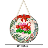 Load image into Gallery viewer, Webelkart Round Merry Christmas Wall Hanging for Christmas Decorations, Door Hanging for Home - Santa with Gifts Christmas Items
