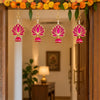 Load image into Gallery viewer, Webelkart Premium Set of 6 MDF Wood Lotus Hanging for Decoration | Handmade Wall Decor Lotus Flower Wall Hanging Decor with Jhumki,Diwali Decoration Item,Wedding &amp; Festival Item