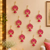 Load image into Gallery viewer, Webelkart Premium Set of 6 MDF Wood Lotus Hanging for Decoration | Handmade Wall Decor Lotus Flower Wall Hanging Decor with Jhumki,Diwali Decoration Item,Wedding &amp; Festival Item