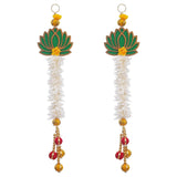 Load image into Gallery viewer, JaipurCrafts Premium White and Gold Lotus Wall Hanging Wall Decor |Temple Decor Home and Office Decor| Lotus Back Drop Hanging (Set of 2) (Green)