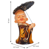 Load image into Gallery viewer, JaipurCrafts Little Baby Cheerish Mood Laughing Buddha with Umbrella Showpiece- 8 inches