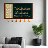 Load image into Gallery viewer, Webelkart Antique Customised House Name Plate With Golden Bell For Home Entrance Outdoor - Wooden Door name plates | Name Plate Office &amp; Home Entrance (14 x 10 inches)