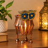 गैलरी व्यूवर में इमेज लोड करें, Webelkart Premium Metal Owl Designer Candle Holder for Home | Handcrafted Decorative Tealight Holder with Owl Showpiece &amp; Stand | Indoor Outdoor Holder for Office Diwali Item (4.13" Inches)