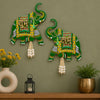Load image into Gallery viewer, Webelkart Premium Set of 2 with Shubh Labh Wall Hanging for Diwali Decoration| Wall Decor |Temple Decor Wall Hanging |Pooja and Home Decor Hanging (Elephant) (Green)