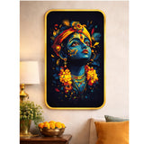 Load image into Gallery viewer, Webelkart Premium Lord Krishna Wall Art with Golden Frame | HD 3D Printed Krishna Portrait | Wall Decor for Living Room, Bedroom &amp; Temple,Wall Painting For Home Decor (18 x 10 Inches)