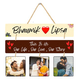 गैलरी व्यूवर में इमेज लोड करें, Webelkart premium Customized Wooden Wall hanging name Plate for home entrance outdoor With Custom Photo (16 x 10 Inches)