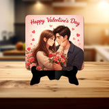 गैलरी व्यूवर में इमेज लोड करें, Webelkart Beautiful Happy Valentine's Day Decorative Table Stand with Love Quote, Romantic Gift for Girlfriend/Boyfriend/Husband/Wife, (7" Inches)