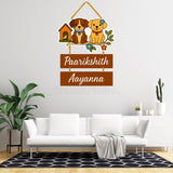गैलरी व्यूवर में इमेज लोड करें, Webelkart Premium Cute Puppy Designer Wooden Wall Hanging, Name Plate For Home Entrance outdoor, Hanging House Name Plate, Home Decor