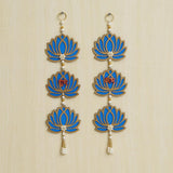 Load image into Gallery viewer, JaipurCrafts Blue Lotus Flower with Shubh Labh Wall Hanging for Diwali Decoration| Wall Decor |Temple Decor Wall Hanging Home and Office Decor (Wood Set of 2) 16" Inches