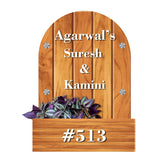 Load image into Gallery viewer, Webelkart Premium Customised Rustic Wooden Name Board with Planter Bracket, Personalised Name Plate for Home Entrance Outdoor, 38 x 28 cm