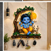 Load image into Gallery viewer, Webelkart Wooden Cute Krishna Key Holder for Home/Office Decor | 3D UV Printed Wooden Key Hanger Decorative Key Chain Holder, Diwali Gift Item(10 x 10 Inches)