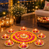 Load image into Gallery viewer, Webelkart Premium Pack of 9 Diwali Decoration Flower Rangoli Diwali Decorative Rangoli with Diya Set, Tea Light Candle Holder Floor Rangoli Festival Decor Home Decoration,Deepawali