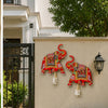Load image into Gallery viewer, Webelkart Premium Set of 2 with Shubh Labh Wall Hanging for Diwali Decoration| Wall Decor |Temple Decor Wall Hanging |Pooja and Home Decor Hanging (Elephant) (Red)