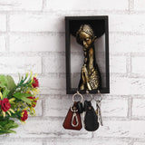 Load image into Gallery viewer, JaipurCrafts Beautiful Welcome Lady Showpiece Figurine with Wooden Shelf and Key Hanger (9.50&quot; x 4.00&quot; x 5.00&quot;) (Polyresine, Wood)
