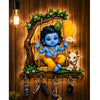 Load image into Gallery viewer, Webelkart Wooden Cute Krishna Key Holder for Home/Office Decor | 3D UV Printed Wooden Key Hanger Decorative Key Chain Holder, Diwali Gift Item(10 x 10 Inches)