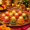 गैलरी व्यूवर में इमेज लोड करें, Webelkart Premium Set of 12 Handmade Damru Tealight Diwali Diya for Home Decoration,Diwali Diyas Tealight Candle Holders, Multicolour,Pooja Decor Item