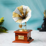 Load image into Gallery viewer, JaipurCrafts Premium Rajasthani Antique Vintage Sparkle Square Brass Gramophone Showpiece for Home Decor |Gift Item for Home and Living Room - Table Decor Item (9.5" Inches)