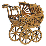 Load image into Gallery viewer, JaipurCrafts Mini Stroller, Baby Stroller, Doll Stroller Laser Cut Showpiece Home and Office Decor Handmade Wooden Gift for Kids