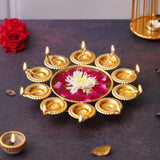 गैलरी व्यूवर में इमेज लोड करें, Webelkart Premium Gold Plated Flower Decorative urli Bowl for Home Decor- Handcrafted Bowl for Floating Flowers-Diwali Decoration Items (9.84&quot; Inches)