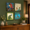Load image into Gallery viewer, Webelkart Premium Set of 4 Indian Folk Art MDF Wall Paintings For Home Decor | Peacock, Deer, Royal Couple &amp; Floral Lady | Decorative Wall Art Panels for Living Room, Bedroom, Office &amp; Home Decor | ( 8 x 8 Inches )