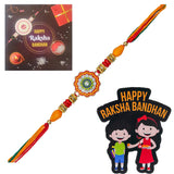 Load image into Gallery viewer, Webelkart Designer Rakhi for Brother bhaiya Bro Rakhi with Fridge Magnet, Raksha Bandhan Gift for Brother,Rakhi for Brother/Sister Greeting Card and Roli Chawal