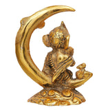 गैलरी व्यूवर में इमेज लोड करें, Webelkart Premium Handicrafted Gold Plated Metal Lord Ganesha Idol Sitting On Moon for Home and Puja| Lord| Diwali Puja Items Diwali Decor Item (4.5&quot; Inches,Gold)