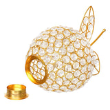 Load image into Gallery viewer, JaipurCrafts Premium Apple Shape Crystal Brass Tealight Candle Holder for Home Decoration |Tealight Candle Holder for Diwali Decor | Candle Holder for Table Decor (8.5" Inches Gold)