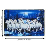 Load image into Gallery viewer, Webelkart Seven Running White Horses Wall Painting With Frame For Wall Vastu UV Print, Sunset Background Canvas Painting,Seven Horse Large Decorative Painting for Home Living Room (18" Inches)