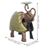 Load image into Gallery viewer, Webelkart Premium Handcrafted Metal Elephant Tealight Candle Holders for Home Decor,Set of 2 Antique Copper &amp; Gold Decorative Table Décor for Home, Living Room &amp; Festive Decoration (10" Inches)