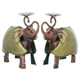 Load image into Gallery viewer, Webelkart Premium Handcrafted Metal Elephant Tealight Candle Holders for Home Decor,Set of 2 Antique Copper &amp; Gold Decorative Table Décor for Home, Living Room &amp; Festive Decoration (10" Inches)