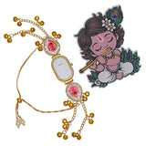 Load image into Gallery viewer, Webelkart Premium Women’s Bracelet Watch with Baby Krishna Magnet Rakhi Combo | Designer Rakhi Gift Set for Sister &amp; Bhabhi | Stylish Adjustable Bracelet Watch | Raksha Bandhan Special