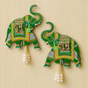 Load image into Gallery viewer, Webelkart Premium Set of 2 with Shubh Labh Wall Hanging for Diwali Decoration| Wall Decor |Temple Decor Wall Hanging |Pooja and Home Decor Hanging (Elephant) (Green)