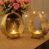 Load image into Gallery viewer, Webelkart Premium Gold Feather Tealight Candle Holder Set of 2 | Decorative Metal Candle Stand with Leaf |Tabletop Diya Holder for Home Decor, Diwali, Pooja, Wedding &amp; Festive Decoration