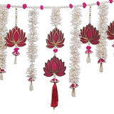 गैलरी व्यूवर में इमेज लोड करें, JaipurCrafts Premium Lotus with Gajra Style Bandhanwar Handmade Banderwar Wall Hanging Door Hanging for Diwali/Toran for Door,Traditional Toran for Door, (40x18) inch Multicolor