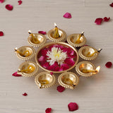 Load image into Gallery viewer, JaipurCrafts Diya Shape Flower Decorative Urli Bowl for Home Decor Bowl for Floating Flowers and Tea Light Candles Home,Office and Table Decor| Diwali Decoration Items