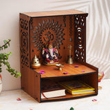Load image into Gallery viewer, JaipurCrafts Premium OM Wooden Temple Beautiful MDF Wooden Temple/Pooja Mandir for Home and Office/Wall Mounted Temple Home Decor Temple (15.35&quot; Inches) Brown