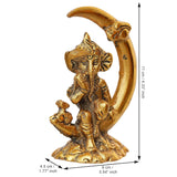गैलरी व्यूवर में इमेज लोड करें, Webelkart Premium Handicrafted Gold Plated Metal Lord Ganesha Idol Sitting On Moon for Home and Puja| Lord| Diwali Puja Items Diwali Decor Item (4.5&quot; Inches,Gold)