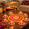 Load image into Gallery viewer, Webelkart Premium Pack of 9 Diwali Decoration Flower Rangoli Diwali Decorative Rangoli with Diya Set, Tea Light Candle Holder Floor Rangoli Festival Decor Home Decoration,Deepawali