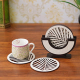 Load image into Gallery viewer, Webelkart Premium Natural Handmade Round Wooden Tea Coasters with Stand Tea/Coffee Coasters (Set of 6)- Wood Tea Coasters