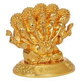 गैलरी व्यूवर में इमेज लोड करें, JaipurCrafts Premium Panchmukhi Metal Ganesha Idol Statue Showpiece for Car Dashboard, Home Temple and Office Decor |(2.5 x 1.77 x 2.56 Inches) Gold