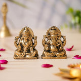 Load image into Gallery viewer, Webelkart Antique Diya Shape Gold Polish Decorative Flower Urli Bowl with Laxmi Ganesh Ji Idol for Diwali Decor Decor,Tea Light Candles Home,Office and Table Decor| Diwali Decoration Items 13"