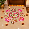 Load image into Gallery viewer, Webelkart Beautiful MDF Set of 9 Rangoli Floor with Cow and Lotus Design for Diwali,Pongal Decoration,Navratri Festival, Pooja, Home Decoration | Diwali Decoration Rangoli for Festival