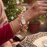 Load image into Gallery viewer, Webelkart Premium Women’s Bracelet Watch with Baby Krishna Magnet Rakhi Combo | Designer Rakhi Gift Set for Sister &amp; Bhabhi | Stylish Adjustable Bracelet Watch | Raksha Bandhan Special