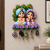Load image into Gallery viewer, Webelkart Premium Cute Radha Krishna Key Holder for Home/Office Decor | 3D UV Printed Wooden Key Hanger Decorative Key Chain Holder (10 x 10 Inches (Multi)