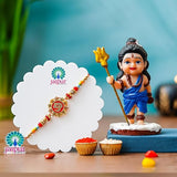 Load image into Gallery viewer, Webelkart Om Designer Rakhi for Brother With Baal Shiv Idol For Car Dashboard, Rakhis Combo for Rakshabandhan, Rakhi For Bhaiya And Bhabhi With Greeting Card and Roli Chawal