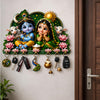 गैलरी व्यूवर में इमेज लोड करें, Webelkart Premium Radha Krishna Wooden Key Holder for Home Decor, Wall Mount Key Hanger, Key Chain Holder for Wall, Living Room, Pooja Room (Green)