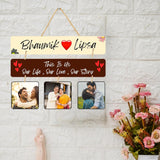 गैलरी व्यूवर में इमेज लोड करें, Webelkart premium Customized Wooden Wall hanging name Plate for home entrance outdoor With Custom Photo (16 x 10 Inches)